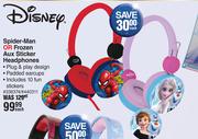 Disney Spider Man Or Frozen Aux Sticker Headphones-Each