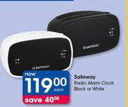 Safeway Radio Alarm Clock Black Or White-Each