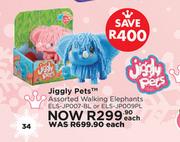 Jiggly Pets Assorted Walking Elephants ELS-JP007-BL Or ELS-JP009PL-Each