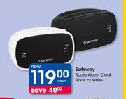 Safeway Radio Alarm Clock Black Or White-Each