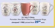 Clicks Porcelain, New Bone, China Or Stoneware Mugs-Each