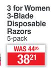 Super Max 3 For Women 3-Blade Disposable Razors-5 Pack