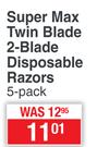 Super Max Twin Blade 2-Blade Disposable Razors-5 Pack