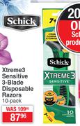 Schick Xtreme3 Sensitive 3-Blade Disposable Razors-10 Pack