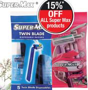 Super Max Twin Blade 2-Blade Disposable Razors-5 Pack