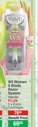 Max Shave W5 Women 5-Blade  Razor System Handle Plus 2 x Extra Cartridges