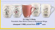 Clicks Porcelain, New Bone China Or Stoneware Mugs-Each