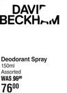 David Beckham Deodorant Spray Assorted-150ml