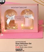 Women'secret Rose Seduction Set EDP Spray 100ml Plus Body Lotion 200ml-Per Set