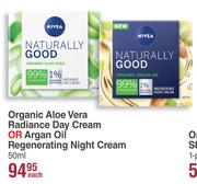 Nivea Organic Aloe Vera Radiance Day Cream Or Argan Oil Regenerating Night Cream-50ml Each