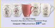 Clicks Porcelain, New Bone China Or Stoneware Mugs-Each
