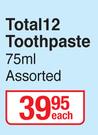 Colgate Total 12 Toothpaste Assorted-75ml Each