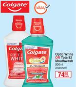Colgate Optic White Or Total 12 Mouthwash Assorted-500ml Each