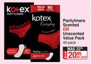 Kotex Pantyliners Scented Or Unscented Value Pack 40 Pack-Per Pack