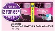 Always Dreamzzz Cotton Soft Maxi Thick Pads Value Pack-For 1