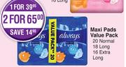 Always Maxi Pads Value Pack-For 2