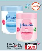 Johnson's Baby Aqueous Cream Or Jelly Assorted-500ml Each
