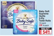 Baby Soft Supreme Quilts 2 Ply Toilet Rolls 12 Pack Or 9 Pack-Each