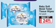 Baby Soft Moist Toilet Tissue Wipes 42 Pack-Each