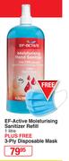 EF Active Moisturising Sanitizer Refill 1L Plus Free 3 Ply Disposable Mask
