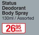 Status Deodorant Body Spray Assorted-130ml
