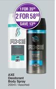 Axe Deodorant Body Spray Assorted-For 2 x 200ml