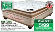 Restonic 152cm Tanzanite Pillow Top Queen Base Set