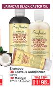 Shea Moisture Shampoo Or Leave-In Conditioner 237ml Or Masque 177ml-Each