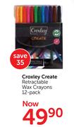 Croxley Create Retractable Wax Crayons 12 Pack