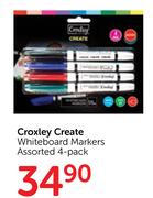 Croxley Create Whiteboard Markers Assorted 4 Pack