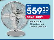 Kambrook 30cm Brushed Chrome Desk Fan-Each
