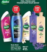 Radox Body Wash 400ml/Assorted Or Foam Bath 500ml/Assorted-Each