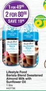 Lifestyle Food Barista Blend Sweetened Almond Milk With Sunflower Oil-For 1 x 1Ltr