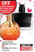 James Bond 25 Her EDP 50ml Or 25 Him 50ml Assorted-Each