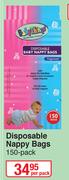 Baby Things Disposable Nappy Bags (150 Pack)-Per Pack