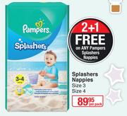 Pampers Splashers Nappies Size 3/Size 4-Per Pack