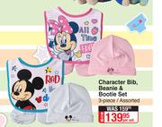 Character Bib, Beanie & Bootie Set Of 3 Piece Assorted-Per Set