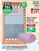 Baby Things Camp Cot Duvet Set Of 4 Piece Assorted