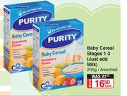 Purity Baby Cereal Stages 1-3(Just Add Milk) Assorted-200g Each