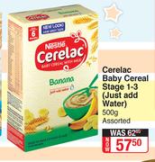 Nestle Cerelac Baby Cereal Stage 1-3(Just Add Water) Assorted-500g
