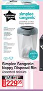 Tommee Tippee Simplee Sangenic Nappy Disposal Bin (Assorted Colours)