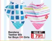 Nuby Bandana Teether Bib For Boys Or Girls-Each