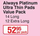 Always Platinum Ultra Thin Pads Value Pack-Per Pack