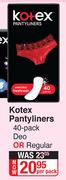 Kotex Pantyliners 40 Pack (Deo Or Regular)-Per Pack