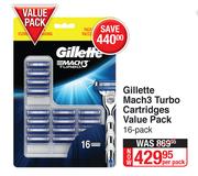 Gillette Mach3 Turbo Cartridges Value Pack-16's Per Pack