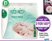 Softi 2 Ply Toilet Rolls-For 1 x 18's Per Pack 