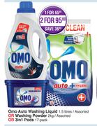 Omo Auto Washing Liquid 1.5 Litres Or Washing Powder 2kg Or 3 In 1 Pods 17 Pack-For Any 2