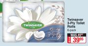 Twinsaver 3 Ply Toilet Rolls-6 Pack