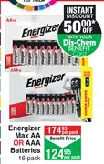 Energizer Max AA Or AAA Batteries-16's Per Pack