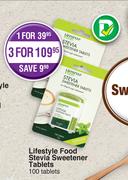 Lifestyle Food Stevia Sweetener Tablets-100 Tablets